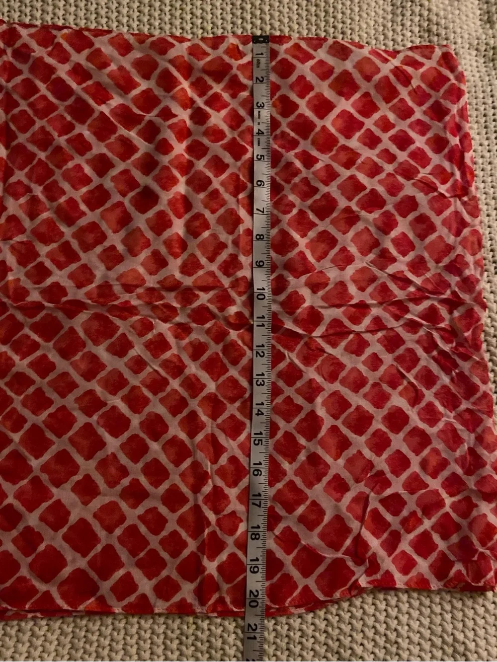 Coach Red and White Geometric Silk Scarf